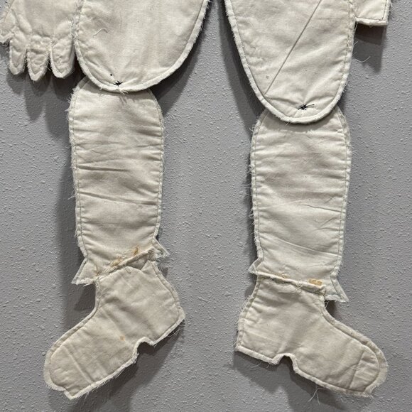 Handmade Vintage 48" Scarecrow Wall Decor Fabric Plaid Denim Articulated Hayride - Picture 12 of 13